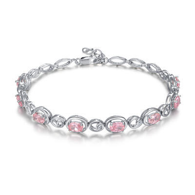 Bracelet argenté de la CZ du rose 925 de bracelet d'amitié de charme pour des femmes
