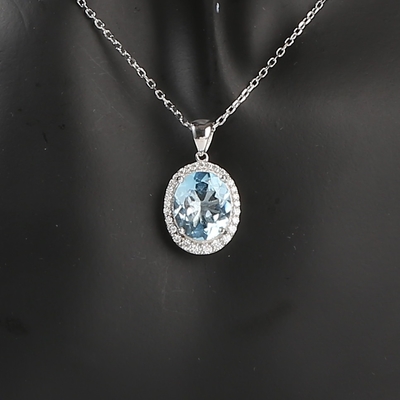 Pendant multicolore rond de pierre gemme 925 Sterling Silver Pendant Necklace Jewelry pour des femmes